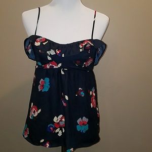 American Eagle Ruffle Floral Tank